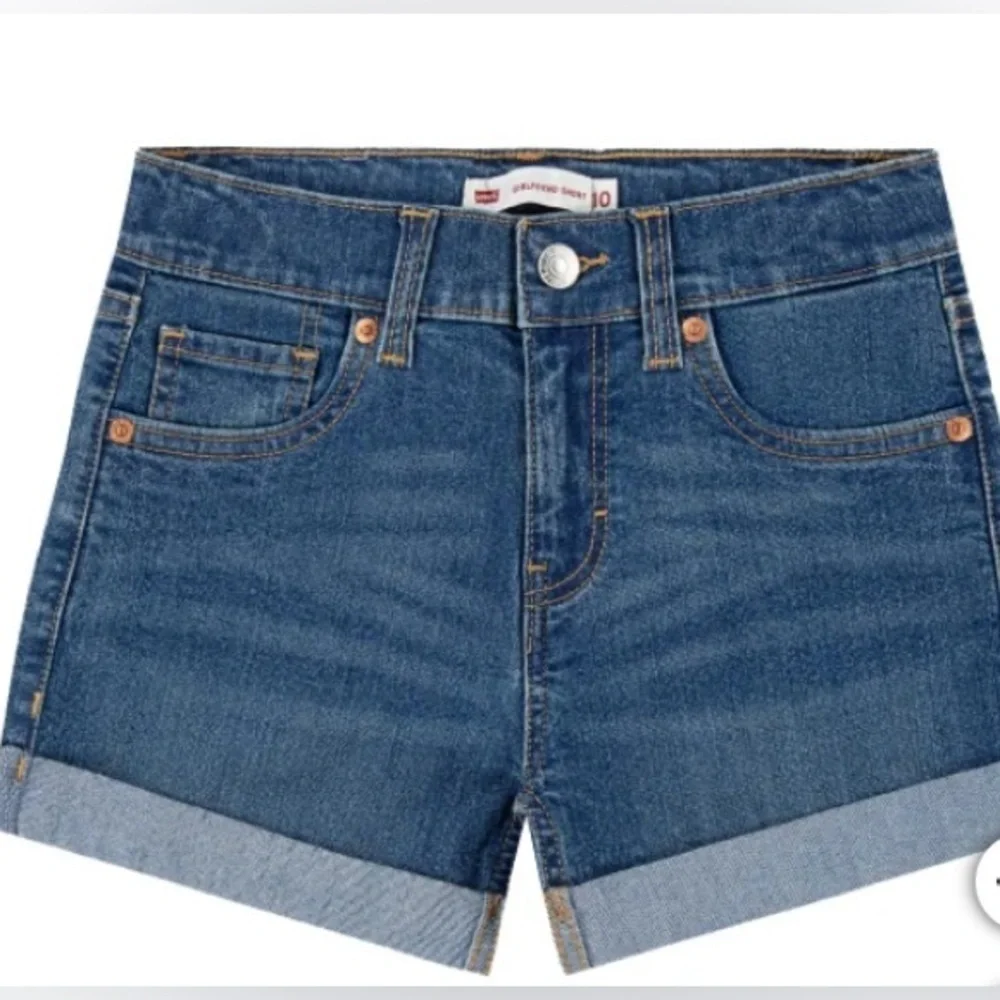 NWT Levi's Girl’s Blue Jean Shorts with Rolled Cuffs Adjustable Waist Mid Rise